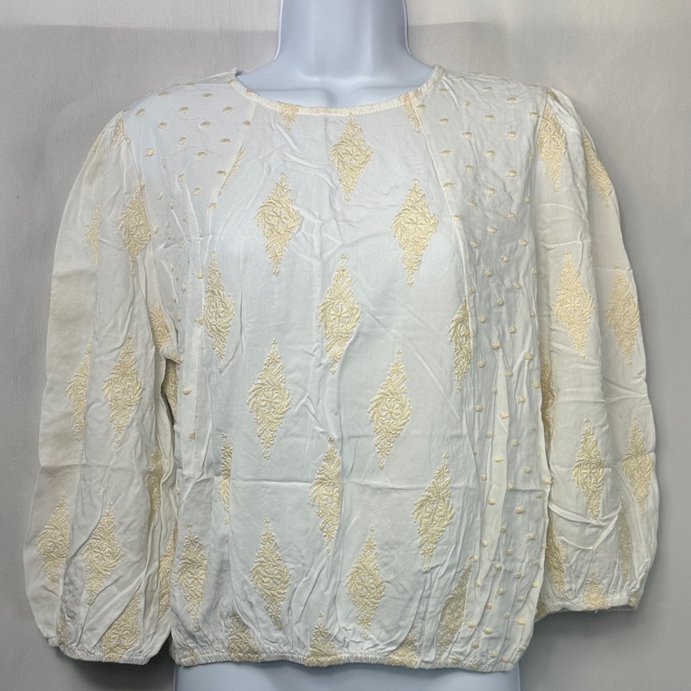Cato White and Cream Patterned Blouse